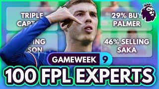 FPL GW9 EXPERT Transfer Trends & Best Captains?  100 Experts Reveal Gameweek 9 Team Plans