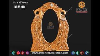 GSzone peacock 3D Mirror Frame Design#arch #gszone #design #artcam #wood #art  #cncrouter  #mirror