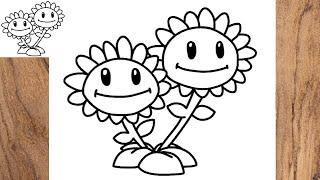 How to draw Twin Sunflower from Plants vs Zombies 2 pvz