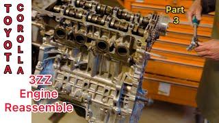 3zz-fe engine rebuild || timing chain cover installation and timing settings part 3