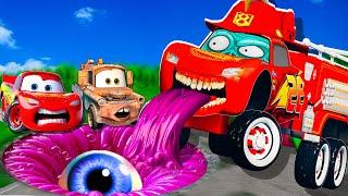 ZOMBIE Pit Transform In Beast Lightning McQueen & Big & Small Pixar Cars! Beam.NG Drive!