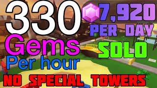 New Fastest Solo Gem Grind / Farm Strat - TDS tower defense simulator