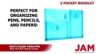 Clear 3 Pocket Booklet Multi Pocket Envelope w Velcro