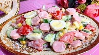 10 DAQIQALIK SALAT! KAM MAHSULOT BILAN 10 DAQIQADA MAZALI SALAT TAYYORLASH MUMKINВКУСНЫЙ САЛАТИК