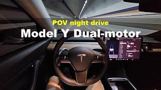 2021 Tesla model Y long range AWD POV night drive