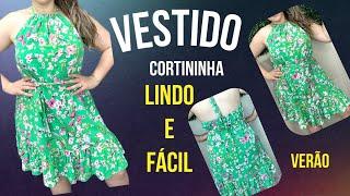 VESTIDO CORTININHA SOLTINHO DE VERÃO COM CORTE E COSTURA FÁCIL #vestidos #dress #costurando #diy