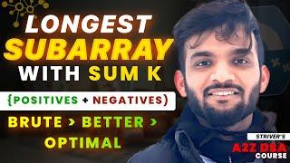 Longest Subarray with sum K | Brute - Better - Optimal | Generate Subarrays