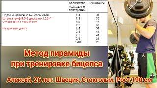 Метод пирамиды при тренировке бицепса. Алексей, 26 лет, Швеция. Онлайн программа тренировок на 3 дня