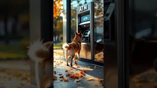 Brown dog going to the ATM #browndog #cute #dog  #shopping #atm