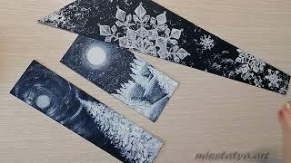 Watercolor painting of snowflake bookmark easy and step by step Watercolor Tutorial For Beginners
