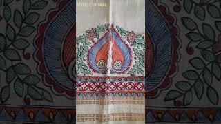 Shankh design on blouse sleeve in mithila painting #youtubeshorts #viralshort #diy #creative #artist