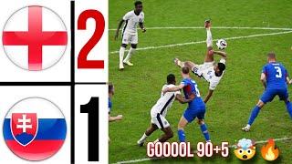 England vs Slovakia 2-1 EURO 2024 Highlights / jude bellingham goal 90+5  & harry kane goal