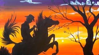 Easy Acrylic Painting | Cowboy at Sunset | The Art Sherpa | TheArtSherpa