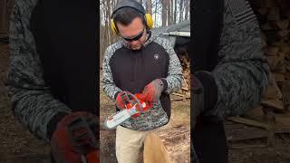 Trying my kids' 550xp from Santa. #firewood #short #youtuber  #shortsfeed #dad #dadjokes