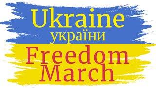 UKRAINE COUNTRY FLAG FREEDOM MARCH DOWN MAIN STREET! UKRAINE IS GREAT!