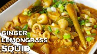 SPICY STIR FRY SQUID WITH LEMONGRASS AND GINGER (HOW TO COOK SQUID WITH SINGAPORE STYLE) |