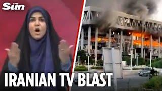 Shocking moment Iran state TV station is BLITZED by Israel during live broadcast