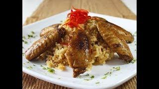 Arroz de alitas de pollo bbq