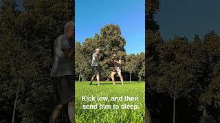 kickbox training - low kick and then send him to heaven