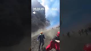 Tourists on Mount Etna caught the Italian volcano’s latest eruption on camera.
