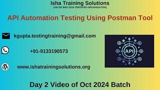 API Automation Testing Using Postman Tool Day 2  Pls call or whatsapp us on +91-9133190573 to enroll