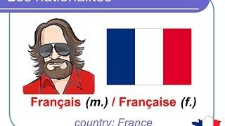 French Lesson 123 - Nationalities in French - Les nationalités en français Masculin Feminin