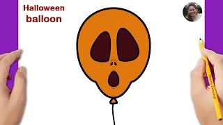 How to draw a balloon easy | Halloween Drawing