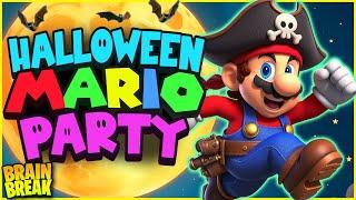 Halloween Mario Brain Break Party  Freeze Dance & Run  Floor is Lava  Just Dance Mario Challenge