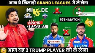 MI vs DC Dream Team | mi vs dc vision11 team prediction today match playing11 stats winnings
