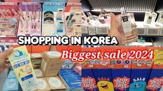 shopping in korea  vlog, BIGGEST SALE 2024 AT OLIVE YOUNG , with free gifts, DAISO SHOPPING HAUL