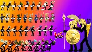 Spearton Gold And Kytchu Vs All Skins Stick Figures Army In Stick War Legacy - Who Will Win?