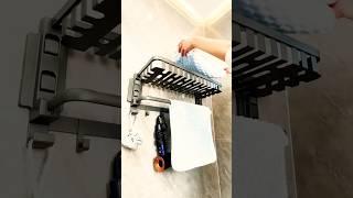 Innovative Foldable Towel Rack with Hooks | Space Saving Bathroom Storage Solution #bathroomhardware