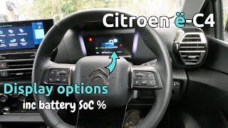 Citroen e-C4 instrument panel & how to get battery SoC %