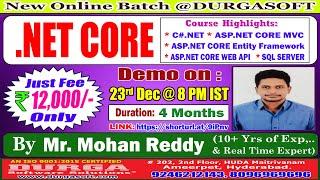 .NET CORE Online Training @ DURGASOFT