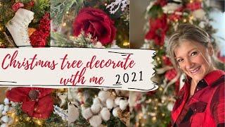 CHRISTMAS TREE DECORATE WITH ME 2021/RUSTIC FARMHOUSE CHRISTMAS TREE