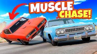 Driving an UPGRADED Muscle Car Against the Police in BeamNG Drive Mods!