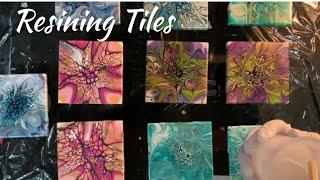(1145) How to Resin Tiles, in Carole's Art Room, Paint Pouring Tiles