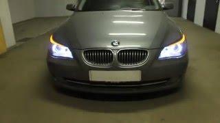 BMW E60 LED габариты и ходовые огни.Halogen