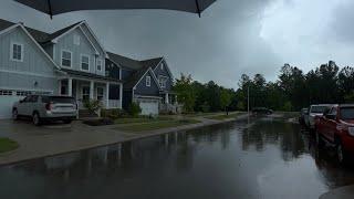 American Neighborhood Walk Through Heavy Rain and Thunder | Nature Sounds for Sleep and Study