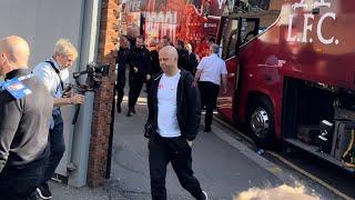 Arne Slot Luis Díaz Liverpool coach arrival Selhurst Park Mo Salah Nunez Trent