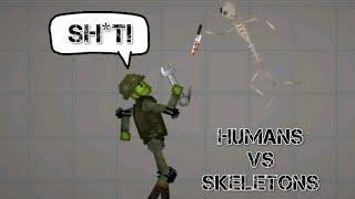 Humans VS Skeletons Fighting In Melon Playground