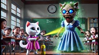 UFO turns Cat Teacher to Zombies‍️Brave Kitten #cat #cute #ai #catlover #catvideos