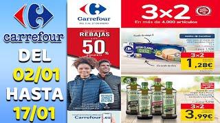 folleto Carrefour desde el 02 de enero  3×2  ofertas y rebajas hasta 50%