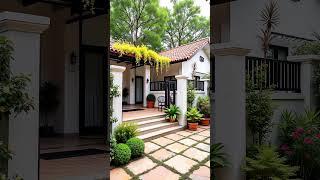 Elegant Front Porch Design | Cozy Villa Surrounded by Green Plants #home #design #trending #shorts