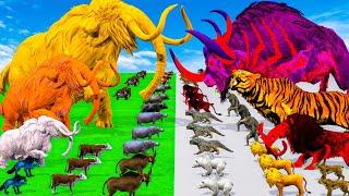 Prehistoric Mammals vs Modern Mammals Size Comparison Mammoth Vs Cow Animal Epic Battle