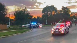 Medics and police driving along Waverley in Pretoria