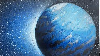 EASY Blue planet SPRAY PAINT ART tutorial