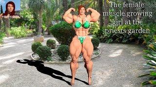 female muscle growth animation transformation at the priests garden / 3d muscles