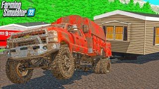 RIDING ON TWO WHEELS PULLING HOME STUCK IN MUD PIT! | CAN WE MAKE MILLIONS? FARMING SIMULATOR 22