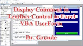 Display Comment in TextBox Control on Excel VBA UserForm